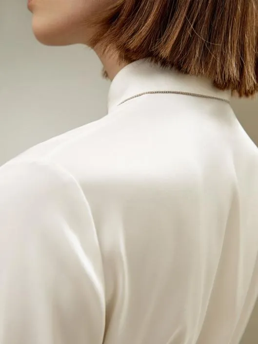 22MM Silk Double Joe Beaded Chain Silk Shirt Women Blouses Lilysilk Shirts