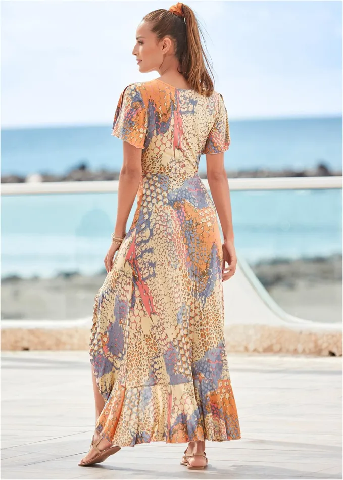 ABSTRACT MIRAGE MAXI DRESS Orange Multi Women VENUS Maxi Dresses