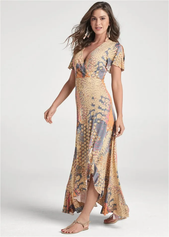 ABSTRACT MIRAGE MAXI DRESS Orange Multi Women VENUS Maxi Dresses
