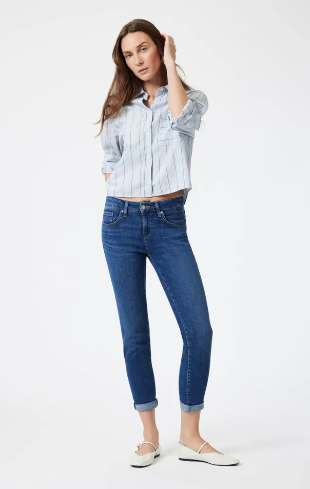 Ada Boyfriend In Dark Brushed Feather Blue Women Mavi Jeans Denim