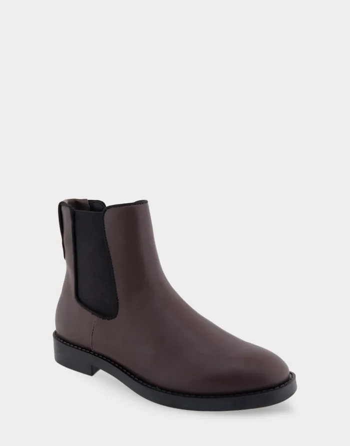 Aerosoles Comfortable Women039s Ankle Boot In Brown Faux Leather Java Faux Leather Women Wide Width Boots