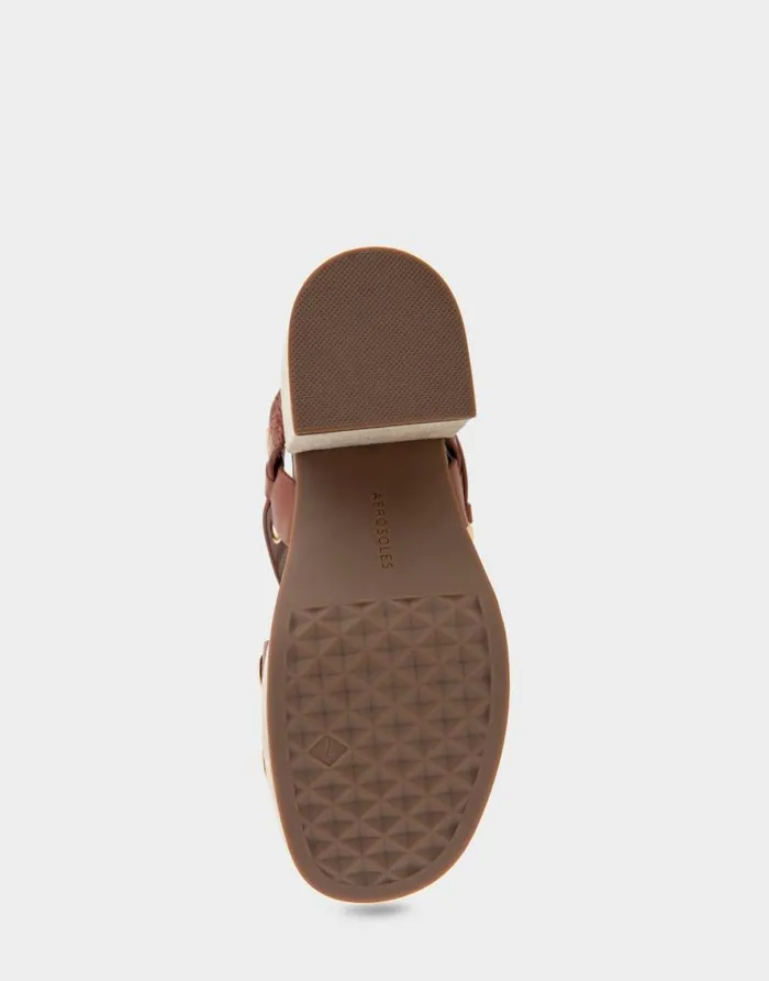 Aerosoles Comfortable Women039s Asymmetrical Molded Footbed Platform Sandal In Tan Leather Tan Leather Women Platforms