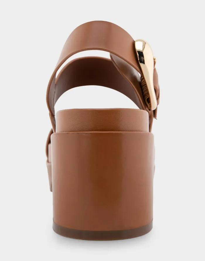 Aerosoles Comfortable Women039s Asymmetrical Molded Footbed Platform Sandal In Tan Leather Tan Leather Women Platforms