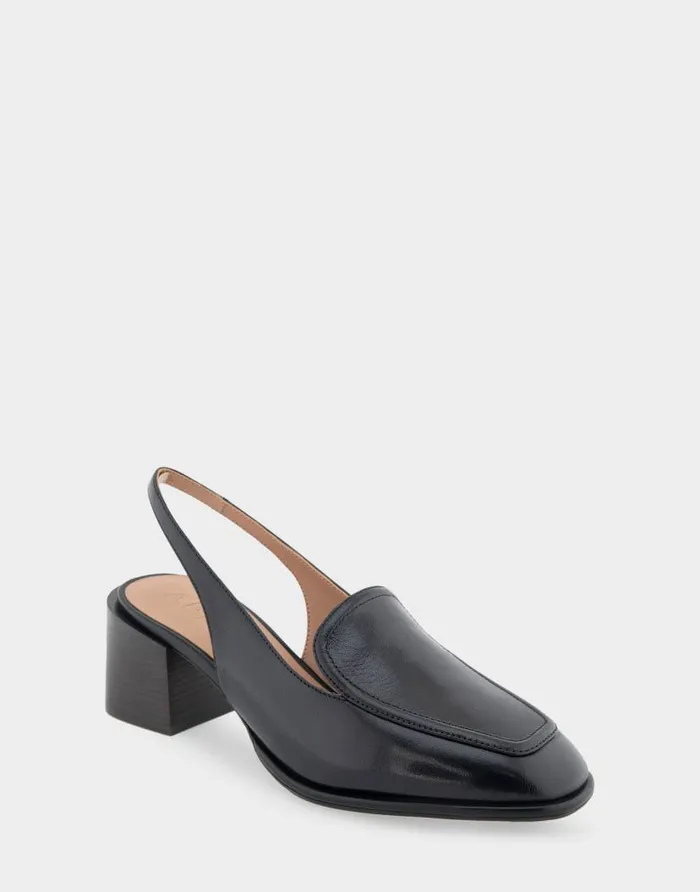 Aerosoles Comfortable Women039s Block Heel Slingback In Black Leather Black Leather Women Clogs and Mules
