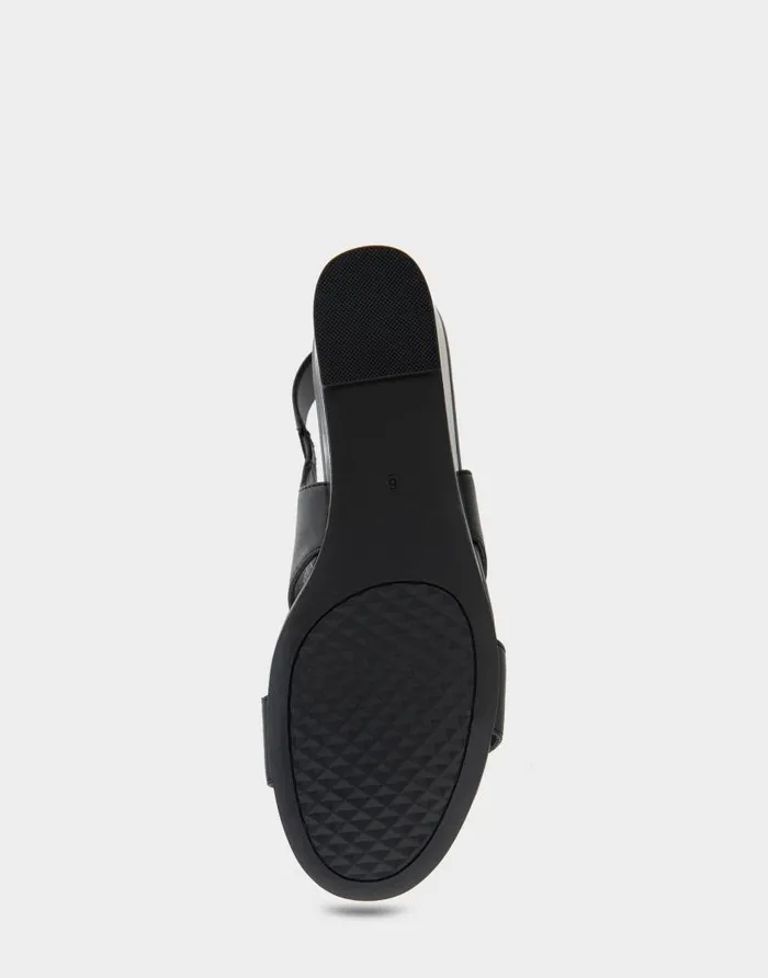 Aerosoles Comfortable Women039s Buckle Back Mid Wedge Sandal In Black Faux Leather Black Faux Leather Women Wedges