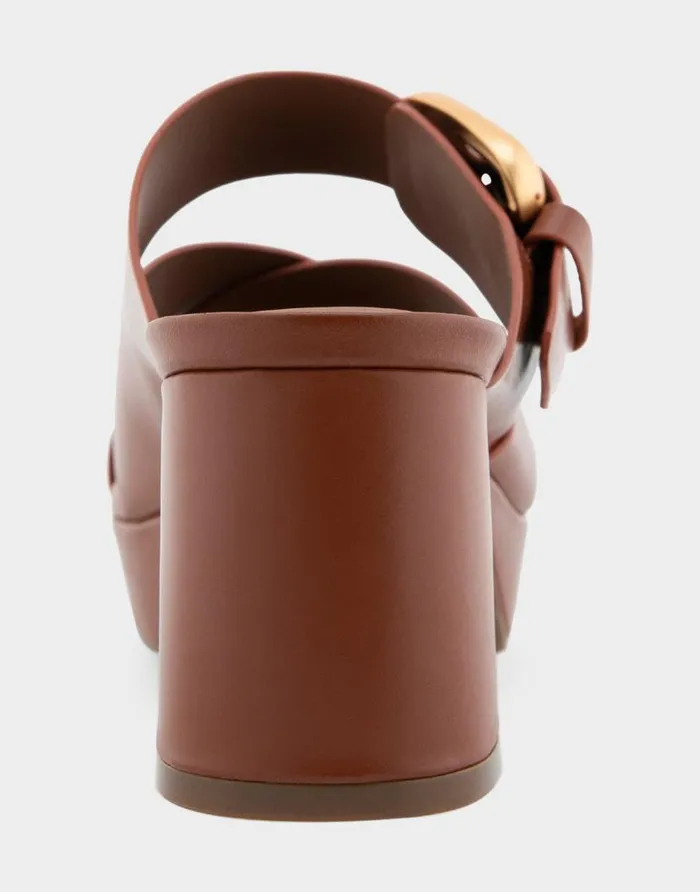 Aerosoles Comfortable Women039s Crisscross Platform Slide Sandal In Gingerbread Leather Gingerbread Leather Women Platforms