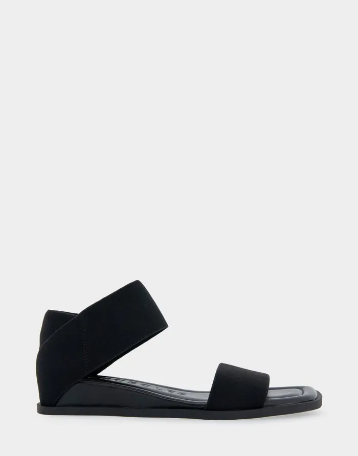 Aerosoles Comfortable Women039s Elastic Banded Mini Wedge Sandal In Black Elastic Fabric Black Women Clogs and Mules Aerosoles Comfortable Women039s Elastic Banded Mini Wedge Sandal In Black Elastic Fabric Black Women Clogs and Mules