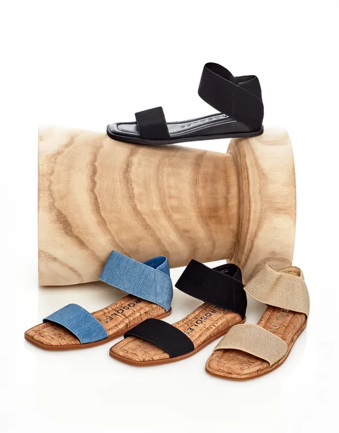 Aerosoles Comfortable Women039s Elastic Banded Mini Wedge Sandal In Black Elastic Fabric Black Women Clogs and Mules