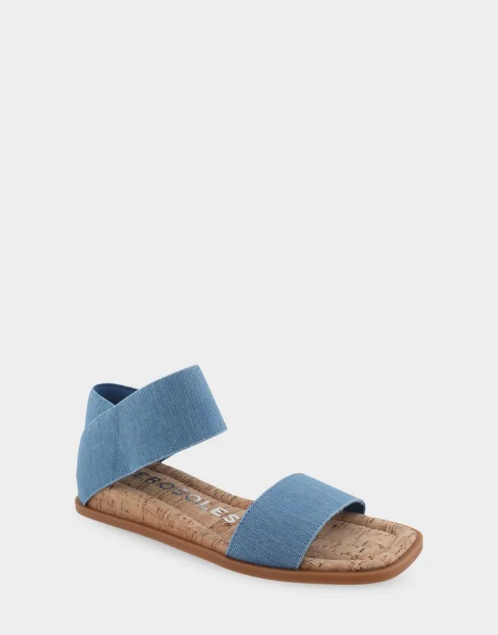Aerosoles Comfortable Women039s Elastic Banded Mini Wedge Sandal In Denim Fabric Denim Fabric Denim Fabric Women Clogs and Mules