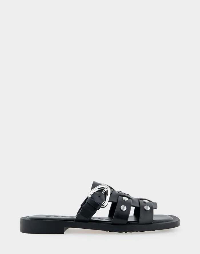 Aerosoles Comfortable Women039s Fisherman Flat Slide Sandal In Black Leather Black Leather Women Flats Aerosoles Comfortable Women039s Fisherman Flat Slide Sandal In Black Leather Black Leather Women Flats