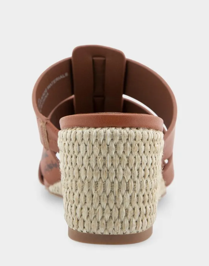 Aerosoles Comfortable Women039s Fisherman Mid Wedge Slide In Gingerbread Faux Leather Gingerbread Faux Leather Women Wedges