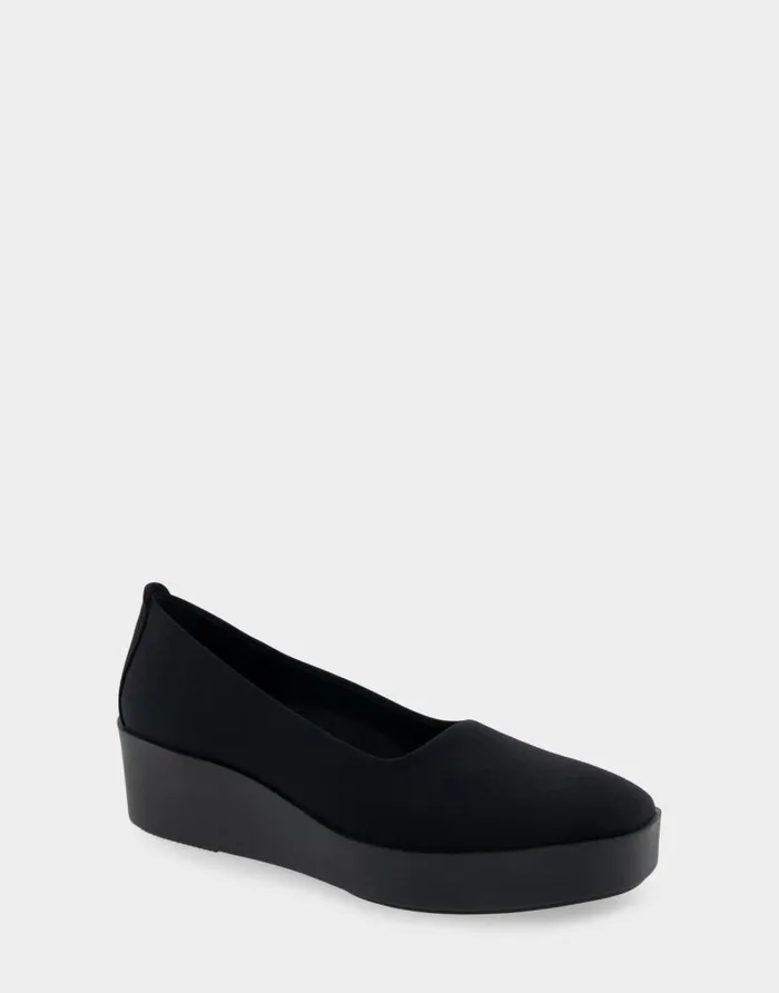 Aerosoles Comfortable Women039s Flatform Shoe In Black Stretch Gabardine Fabric Black Stretch Garbadine Women Wedges