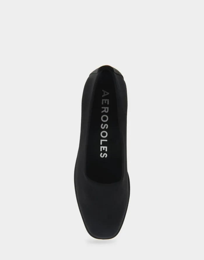Aerosoles Comfortable Women039s Flatform Shoe In Black Stretch Gabardine Fabric Black Stretch Garbadine Women Wedges