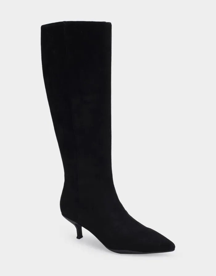 Aerosoles Comfortable Women039s Kitten Heel Tall Shaft Boot In Black Genuine Suede Black Genuine Suede Women Heeled Boots