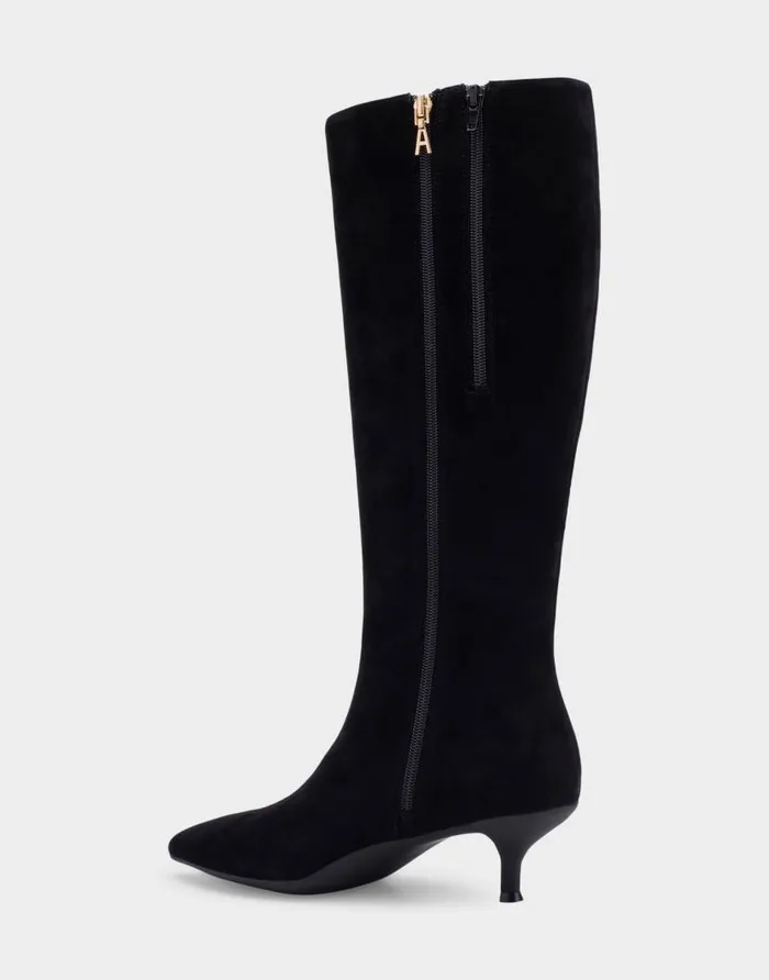 Aerosoles Comfortable Women039s Kitten Heel Tall Shaft Boot In Black Genuine Suede Black Genuine Suede Women Heeled Boots