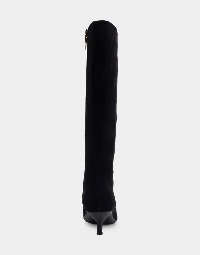 Aerosoles Comfortable Women039s Kitten Heel Tall Shaft Boot In Black Genuine Suede Black Genuine Suede Women Heeled Boots