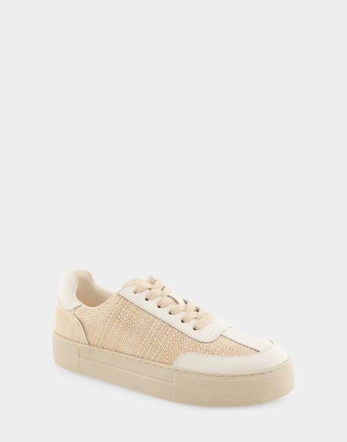 Aerosoles Comfortable Women039s Lace Up Hidden Wedge Sneaker In Sand Raffia Combo Raffia Fabric Sand Raffia Women Wedges