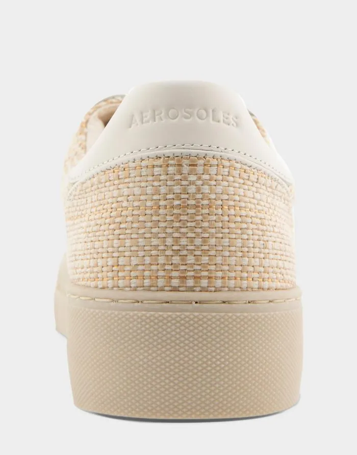 Aerosoles Comfortable Women039s Lace Up Hidden Wedge Sneaker In Sand Raffia Combo Raffia Fabric Sand Raffia Women Wedges