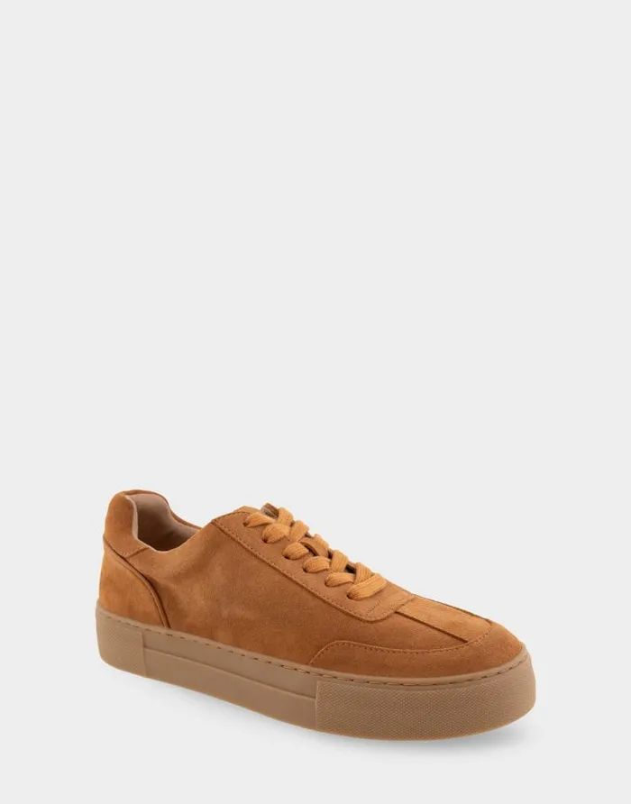 Aerosoles Comfortable Women039s Lace Up Hidden Wedge Sneaker In Tan Suede Tan Faux Suede Women Wedges