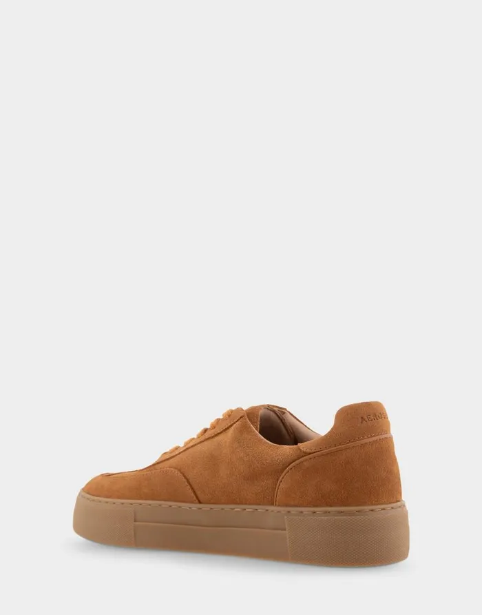 Aerosoles Comfortable Women039s Lace Up Hidden Wedge Sneaker In Tan Suede Tan Faux Suede Women Wedges