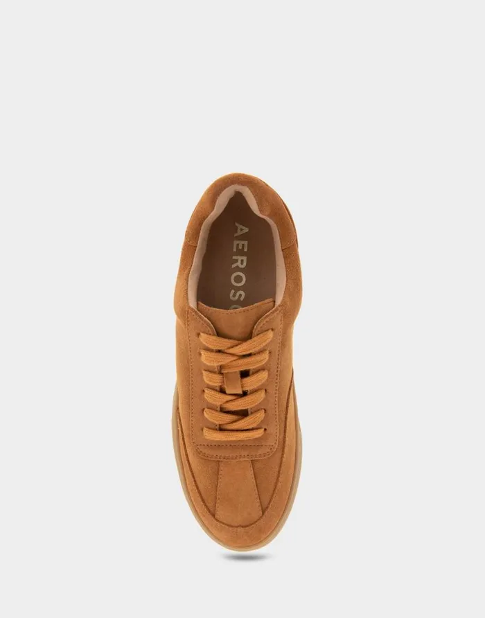 Aerosoles Comfortable Women039s Lace Up Hidden Wedge Sneaker In Tan Suede Tan Faux Suede Women Wedges