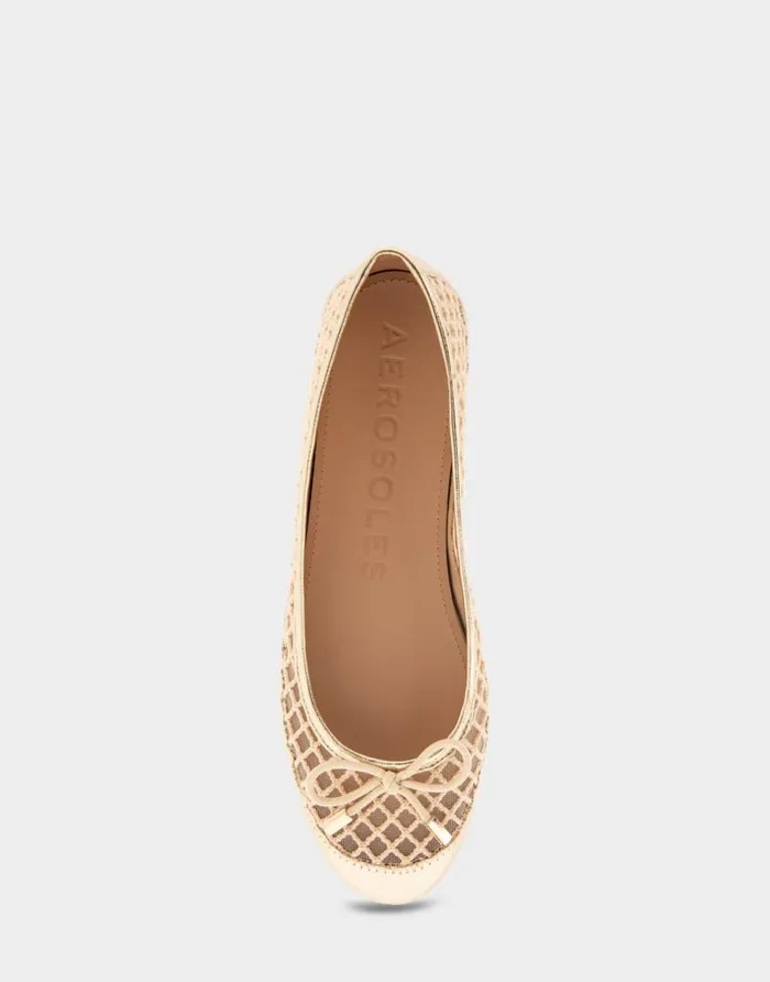 Aerosoles Comfortable Women039s Mesh Knit Ballet Flat In Gold Mesh Combo Mesh Fabric Gold Mesh Combo Women Ballet