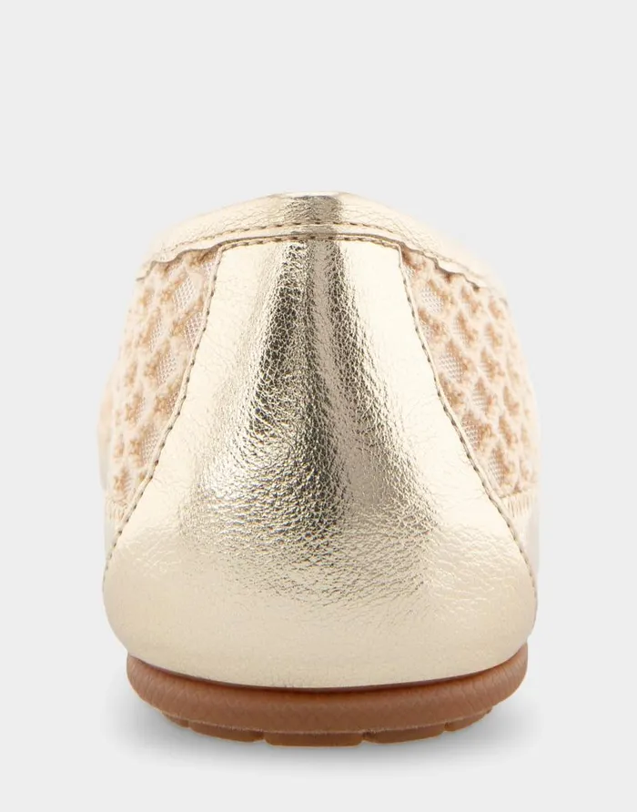 Aerosoles Comfortable Women039s Mesh Knit Ballet Flat In Gold Mesh Combo Mesh Fabric Gold Mesh Combo Women Ballet