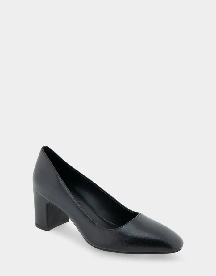 Aerosoles Comfortable Women039s Midheel Pump In Black Leather Black Leather Women Clogs and Mules