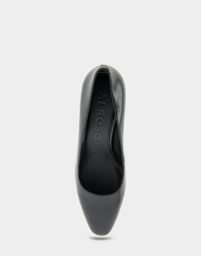 Aerosoles Comfortable Women039s Midheel Pump In Black Leather Black Leather Women Clogs and Mules
