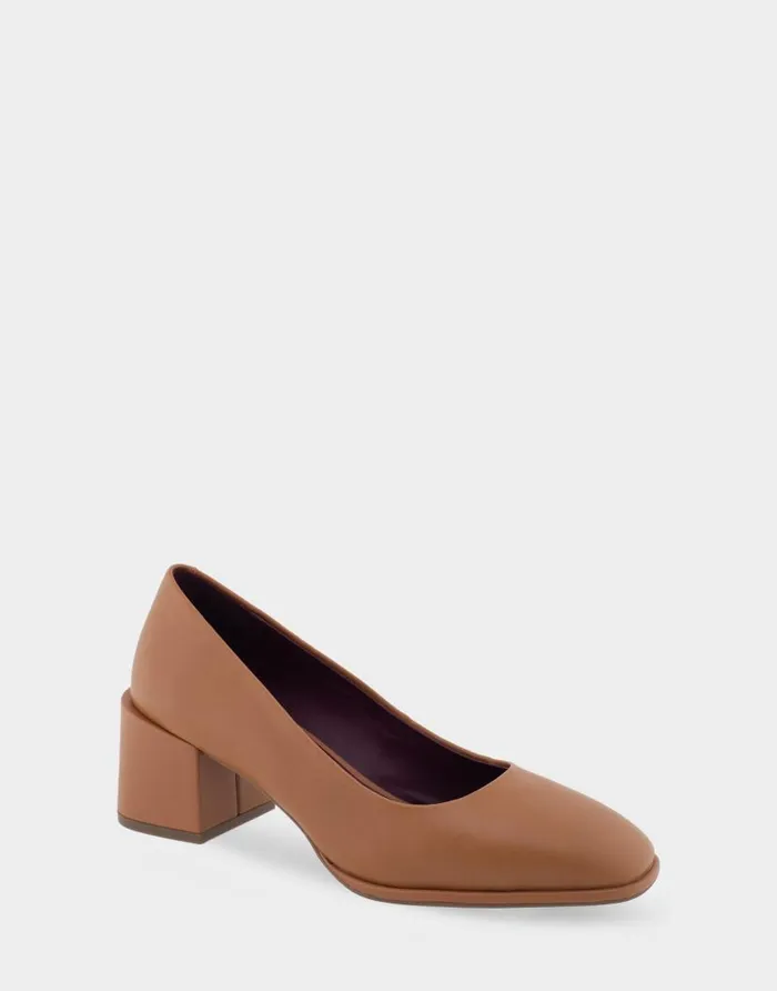 Aerosoles Comfortable Women039s Mid Heel Pump In Tan Genuine Leather Tan Genuine Leather Women Pumps