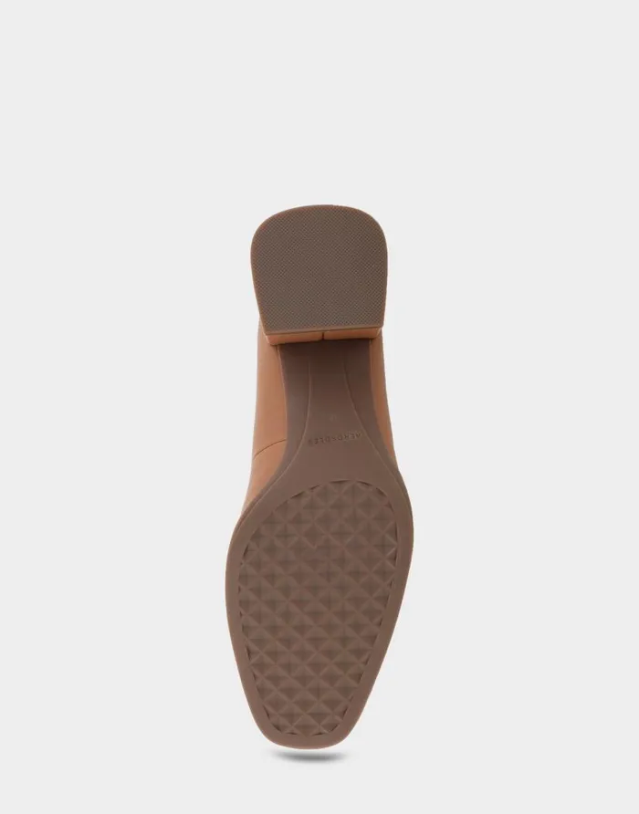 Aerosoles Comfortable Women039s Mid Heel Pump In Tan Genuine Leather Tan Genuine Leather Women Pumps