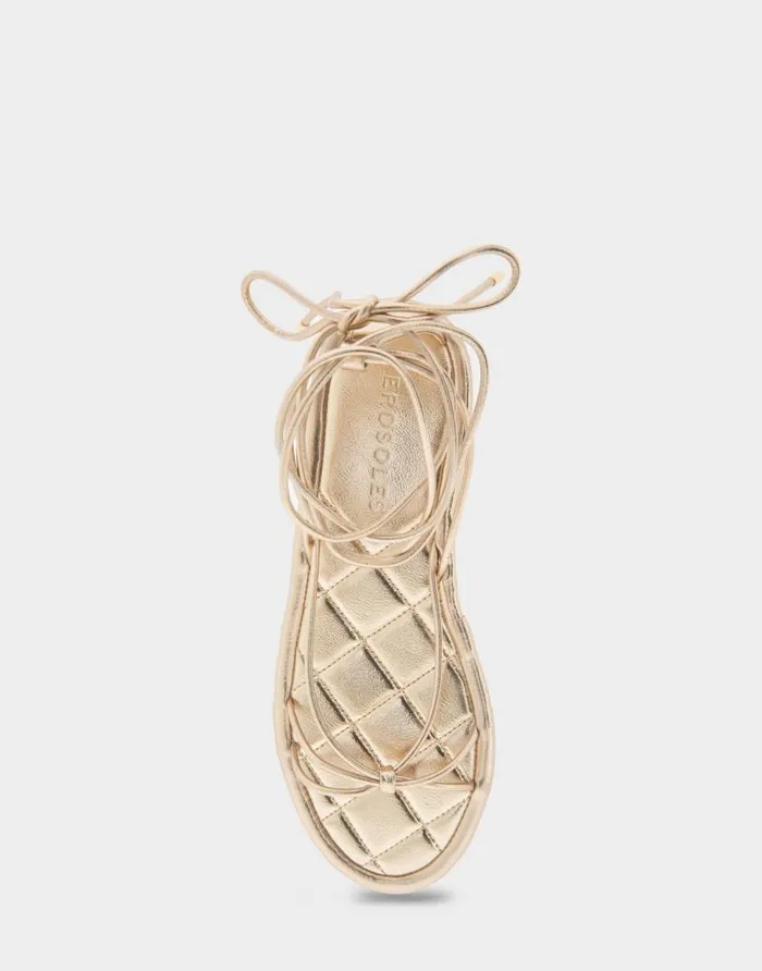 Aerosoles Comfortable Women039s Multi Strap Lace Up Sandal In Soft Gold Faux Leather Soft Gold Faux Leather Women Flats