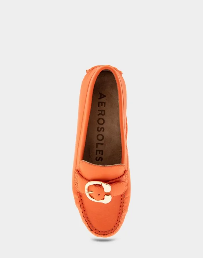 Aerosoles Comfortable Women039s Ornamented Driver In Mandarin Leather Mandarin Leather Women Wide Width Flats
