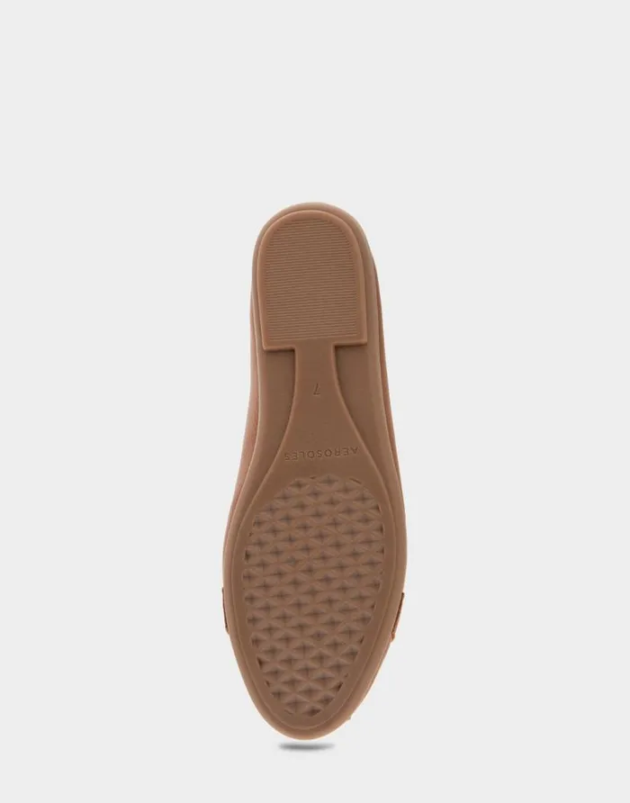 Aerosoles Comfortable Women039s Ornamented Flat In Tan Faux Leather Tan Faux Leather Women Wide Width Flats