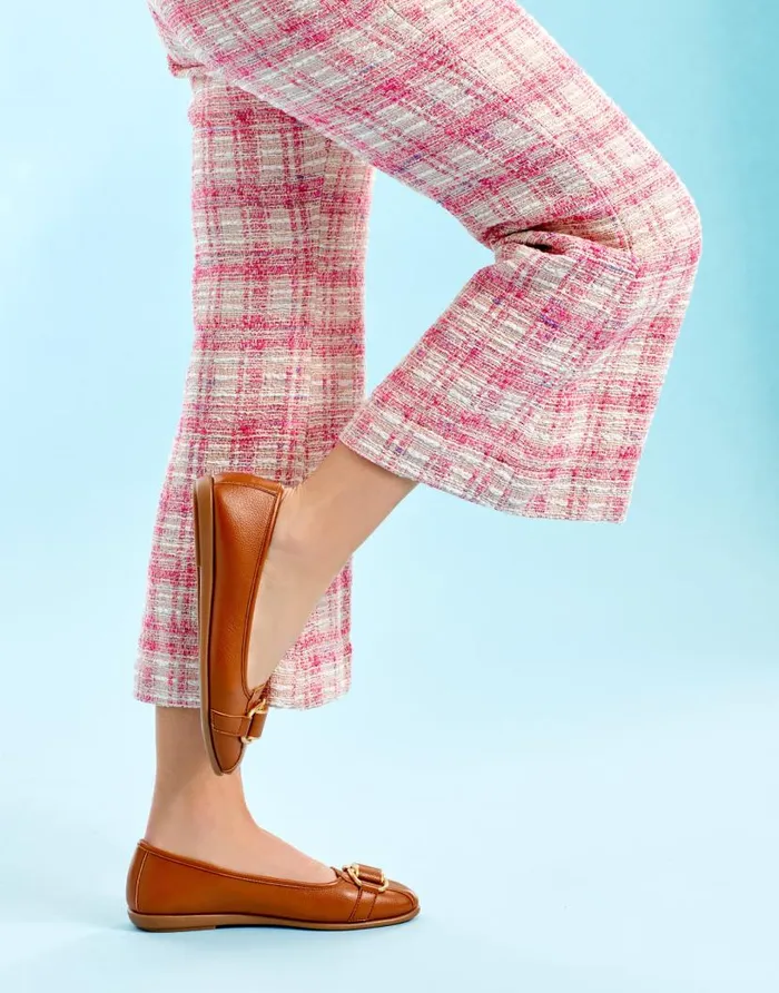 Aerosoles Comfortable Women039s Ornamented Flat In Tan Faux Leather Tan Faux Leather Women Wide Width Flats
