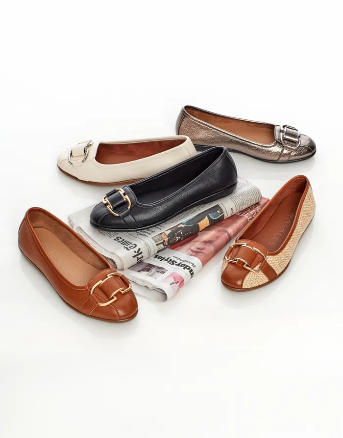 Aerosoles Comfortable Women039s Ornamented Flat In Tan Faux Leather Tan Faux Leather Women Wide Width Flats
