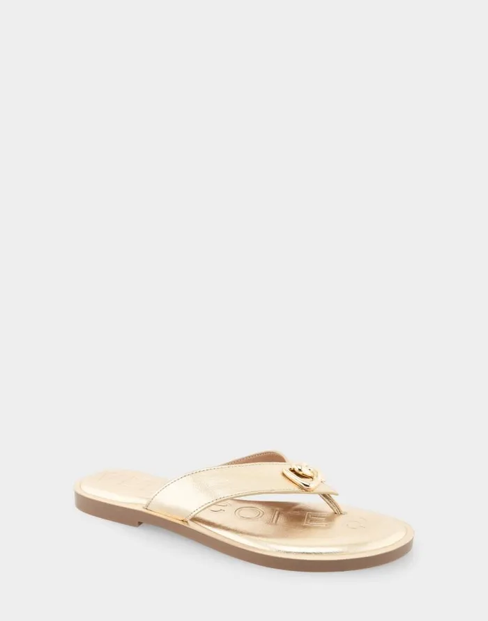 Aerosoles Comfortable Women039s Ornamented Thong Sandal In Soft Gold Faux Leather Soft Gold Faux Leather Women Flats