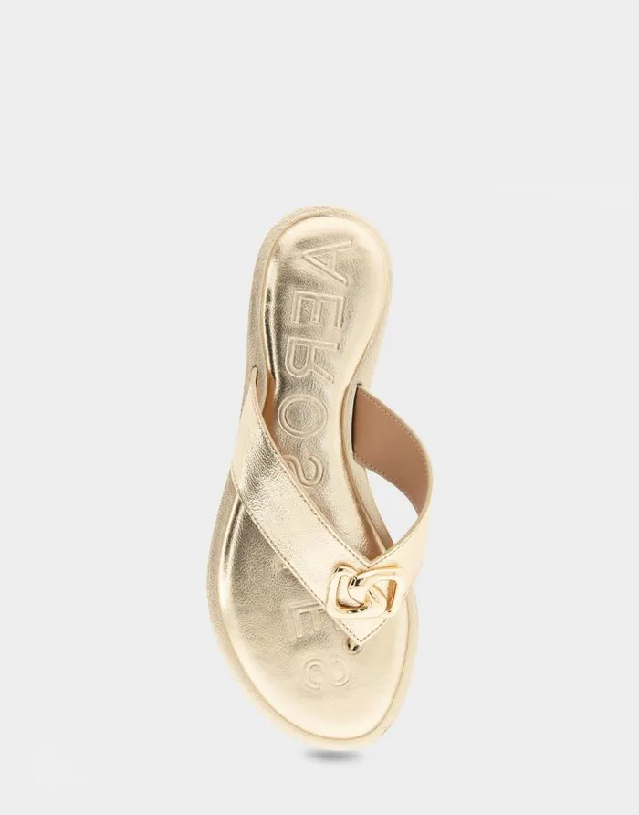 Aerosoles Comfortable Women039s Ornamented Thong Sandal In Soft Gold Faux Leather Soft Gold Faux Leather Women Flats