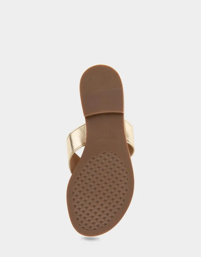 Aerosoles Comfortable Women039s Ornamented Thong Sandal In Soft Gold Faux Leather Soft Gold Faux Leather Women Flats