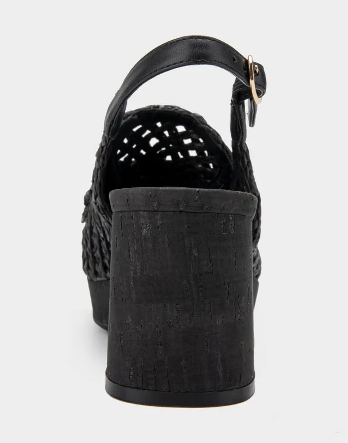 Aerosoles Comfortable Women039s Platform Slingback In Black Raffia Fabric Black Women Platforms