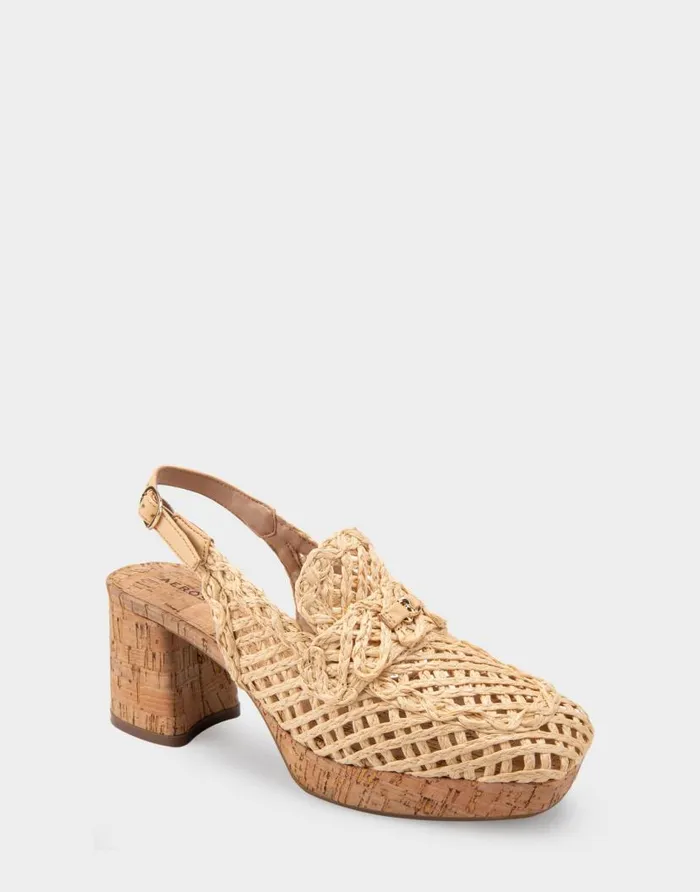 Aerosoles Comfortable Women039s Platform Slingback In Natural Raffia Fabric Natural Women Platforms