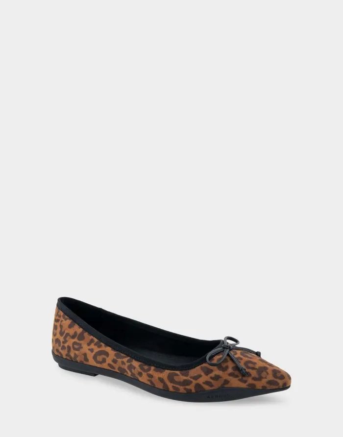 Aerosoles Comfortable Women039s Point Toe Flat In Leopard Print Faux Suede Leopard Women Dress