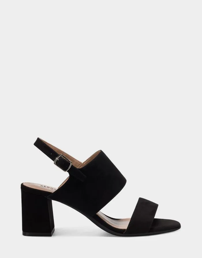 Aerosoles Comfortable Women039s Sandal In Black Faux Suede Black Women Clogs and Mules