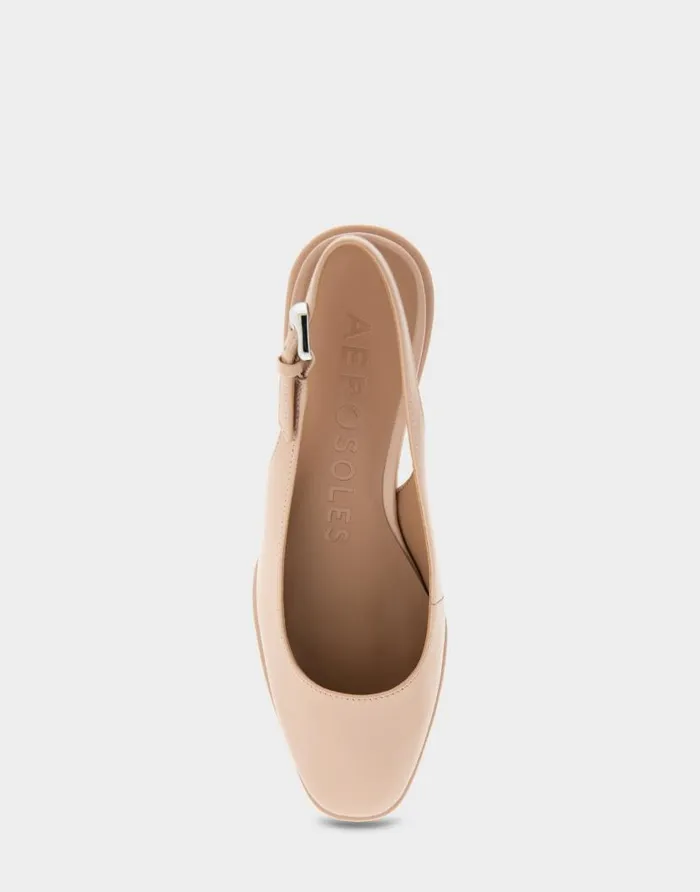 Aerosoles Comfortable Women039s Sculpted Wedge Slingback In Cipria Leather Cipria Leather Women Clogs and Mules