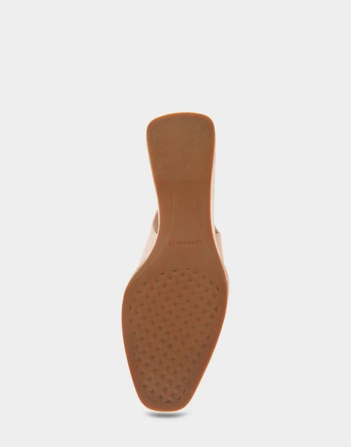 Aerosoles Comfortable Women039s Sculpted Wedge Slingback In Cipria Leather Cipria Leather Women Clogs and Mules