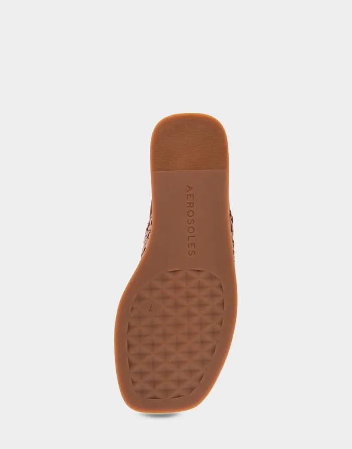 Aerosoles Comfortable Women039s Two Piece Back Strap Mini Wedge Sandal In Gingerbread Faux Leather Gingerbread Faux Leather Women Clogs and Mules