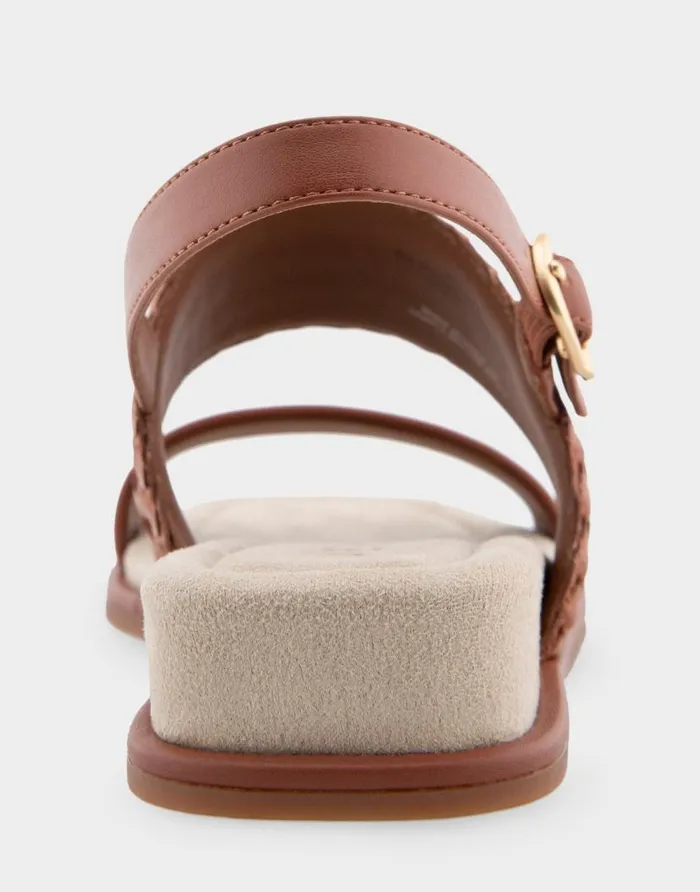 Aerosoles Comfortable Women039s Two Piece Back Strap Mini Wedge Sandal In Gingerbread Faux Leather Gingerbread Faux Leather Women Clogs and Mules