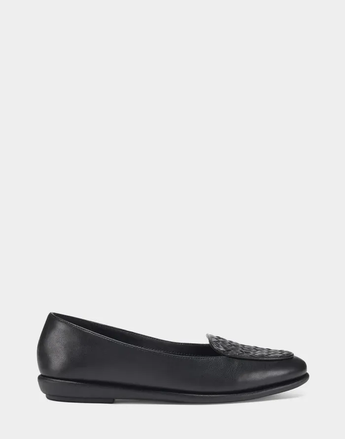 Aerosoles Comfortable Women039s Woven Plug Loafer In Black Faux Leather Black Faux Leather Women Dress