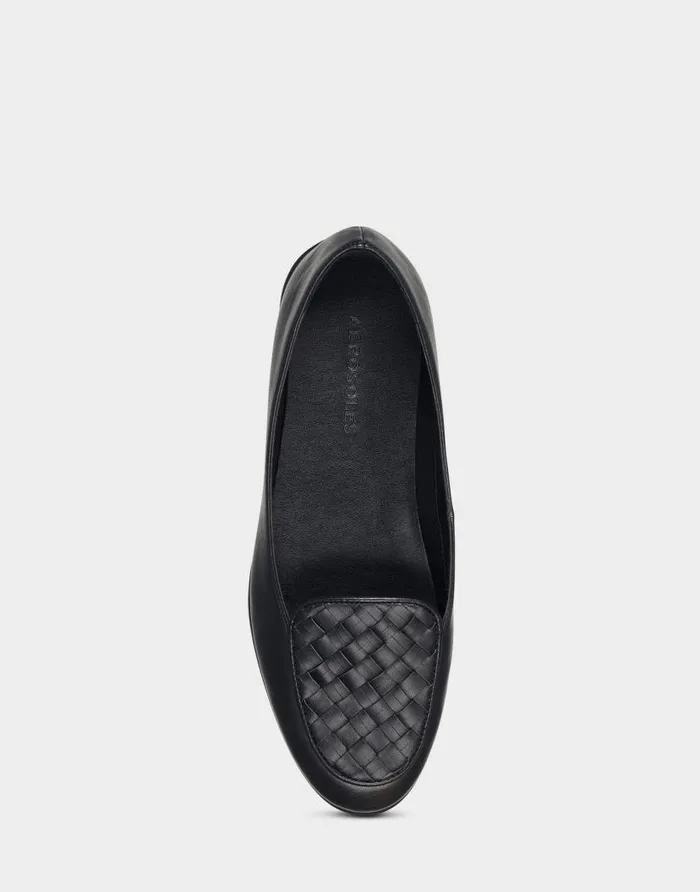 Aerosoles Comfortable Women039s Woven Plug Loafer In Black Faux Leather Black Faux Leather Women Dress