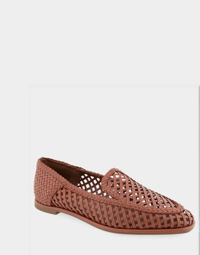 Aerosoles Comfortable Women039s Woven Tailored Loafer In Gingerbread Faux Leather Gingerbread Faux Leather Women Clogs and Mules